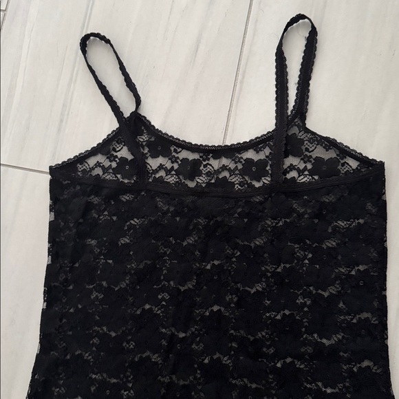 Smart & Sexy Allover Lace Tank L Black Sheer Floral Cami Y2K WhimsyGoth - Picture 6 of 8